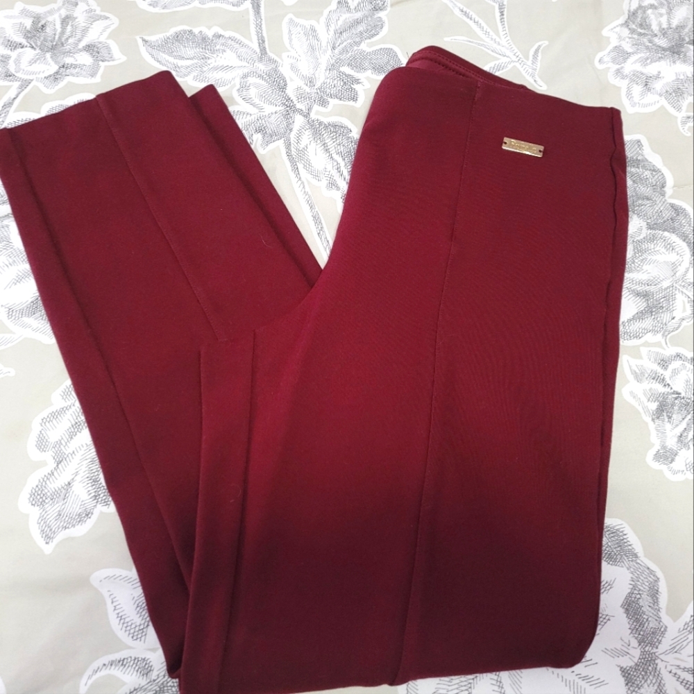 Rafaella Burgundy Leggings with Gold Accent Size 8